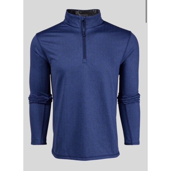 GREYSON Herringbone Tate 1/4 Zip Mockneck Pullover Golf Blue Men’s Medium *NOTE - Picture 1 of 16